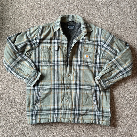 Carhartt Green Plaid Sherpa-Lined Jacket - Picture 1 of 3